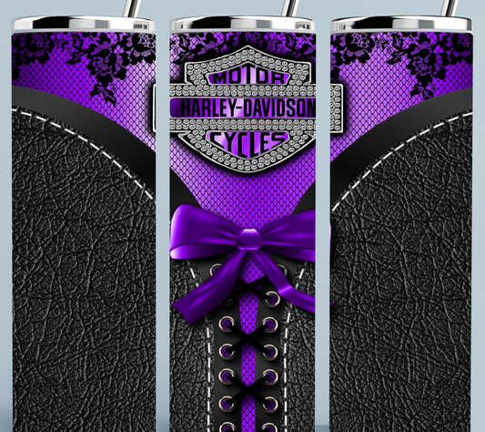 Purple and Black Harley Davidson tumbler