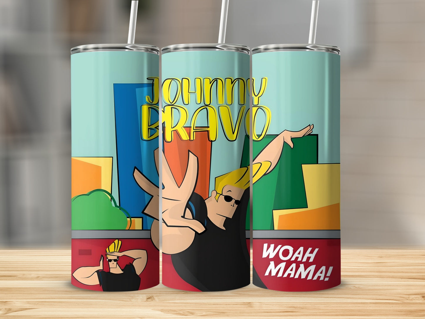 Johnny Bravo Woah Mama Tumbler Cup with Straw