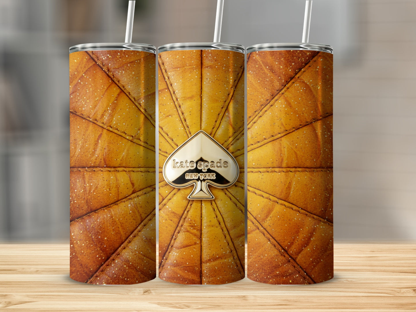 Kate Spade Inspired Gold Texture and Sparkles Design Tumblers