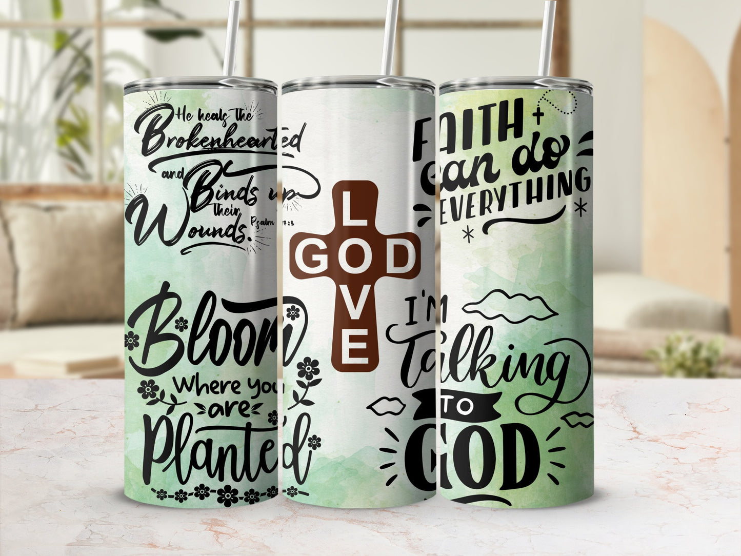 Inspirational Quotes Stainless Steel Tumbler Cups Set