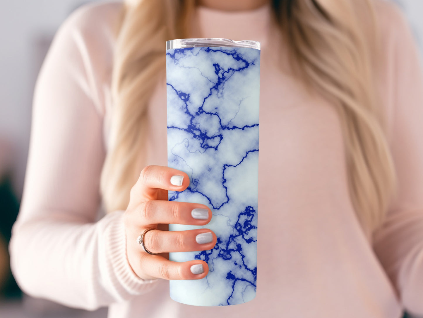 Blue Veins on White Abstract Design for Stylish Tumblers