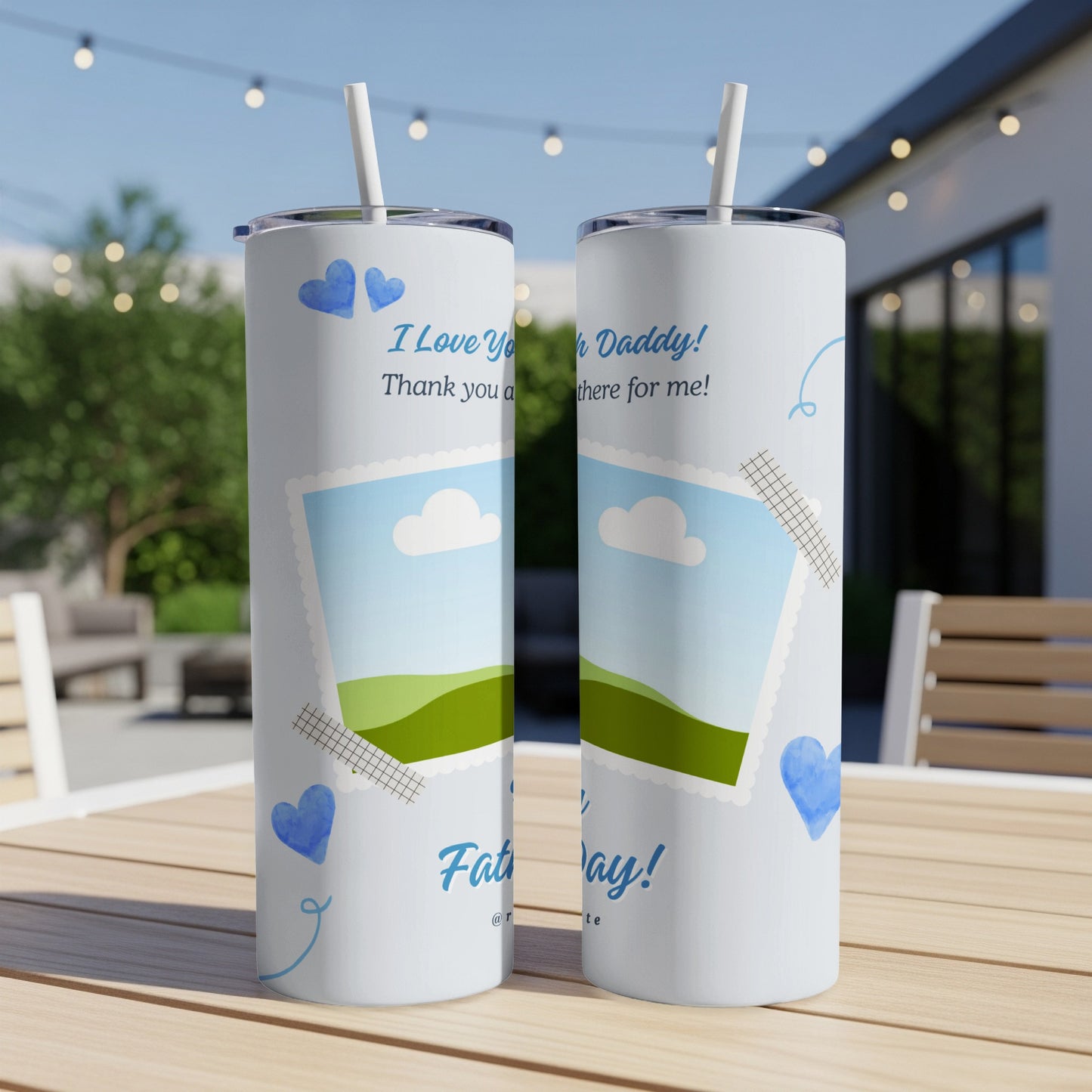 Two tumblers with "I love you Daddy" and "Happy Father's Day" text.
