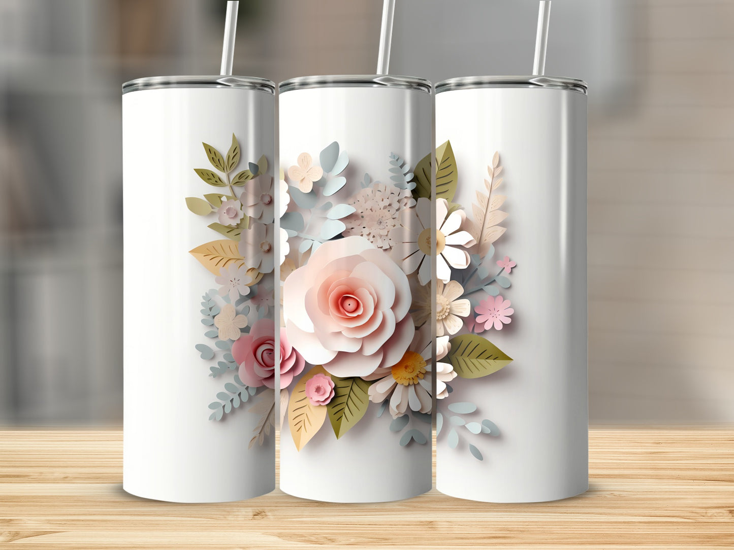 Floral Design Insulated Tumbler for Hot and Cold Drinks