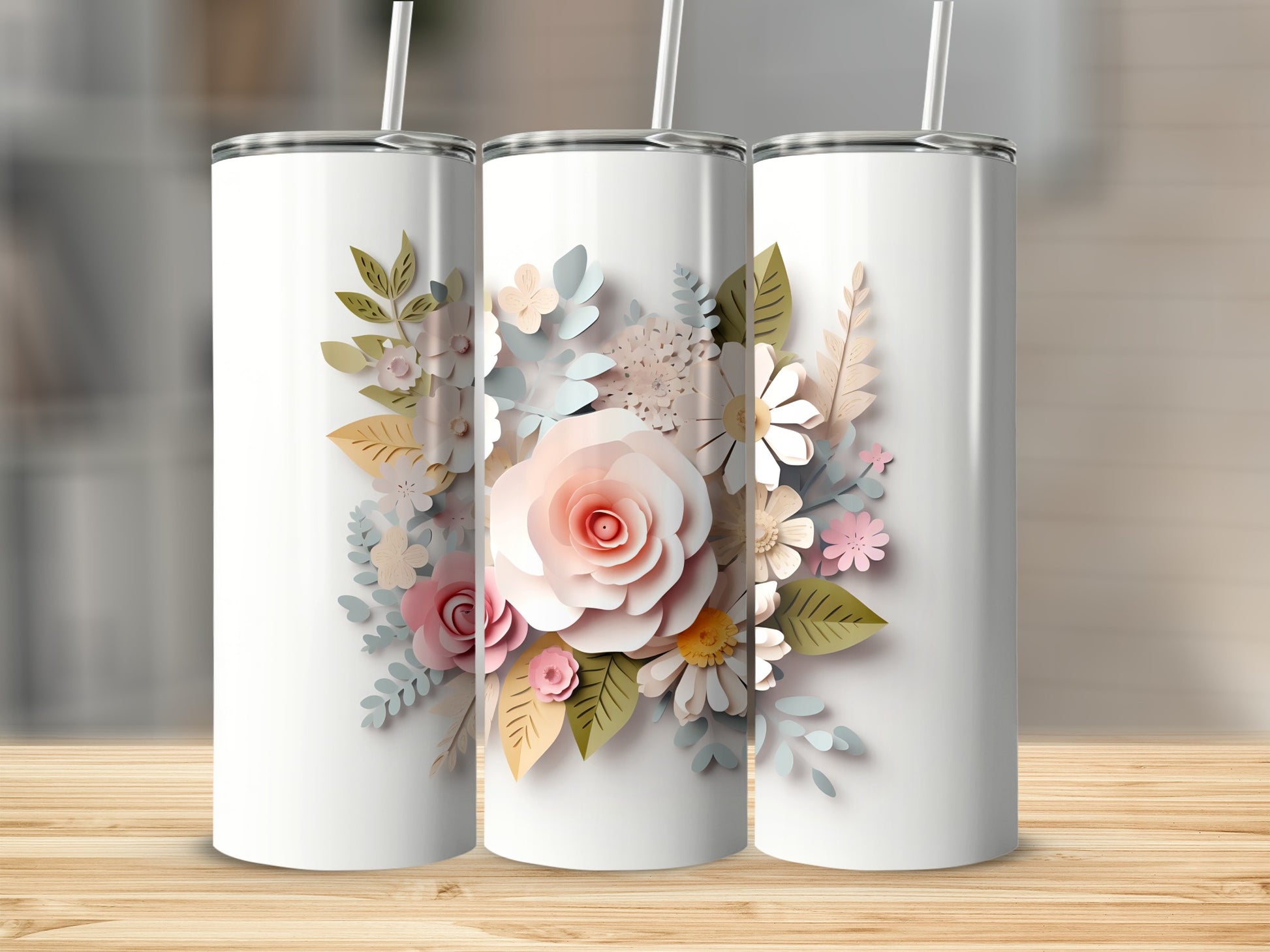 Floral Design Insulated Tumbler for Hot and Cold Drinks