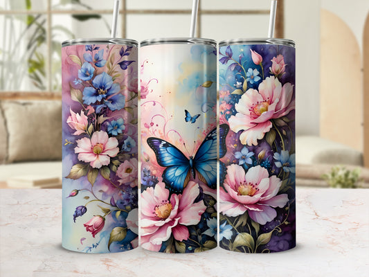 Pink Blue Floral Butterfly Design product type
