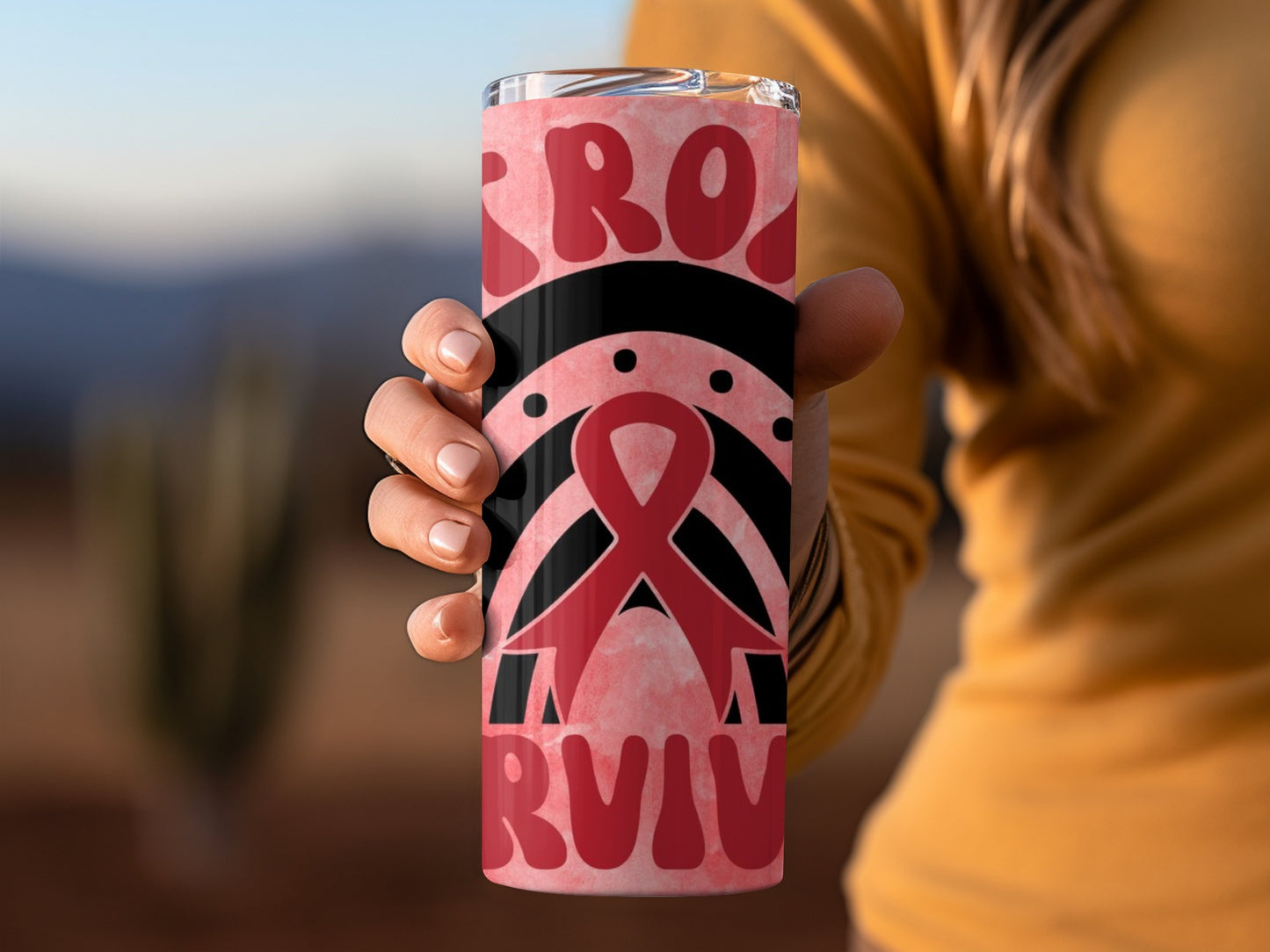 Breast Cancer Survivor Pink Ribbon Insulated Tumbler