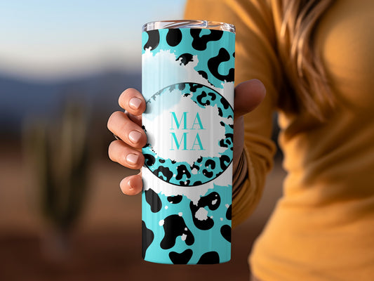 Blue Leopard Print Mama Design Tumbler Product