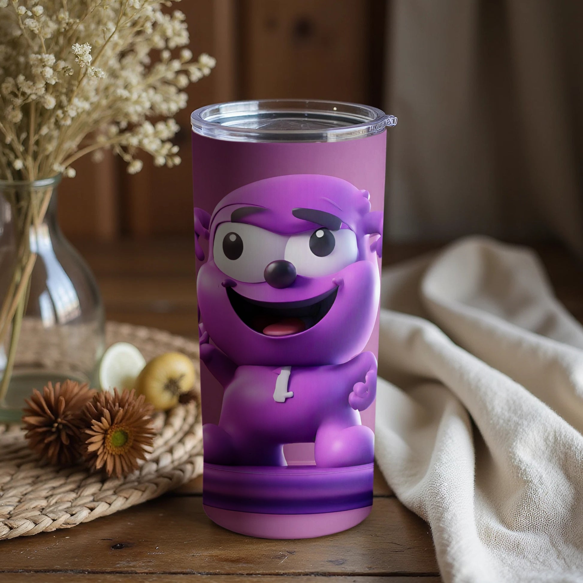 Adorable Purple Character Insulated Tumbler Cup