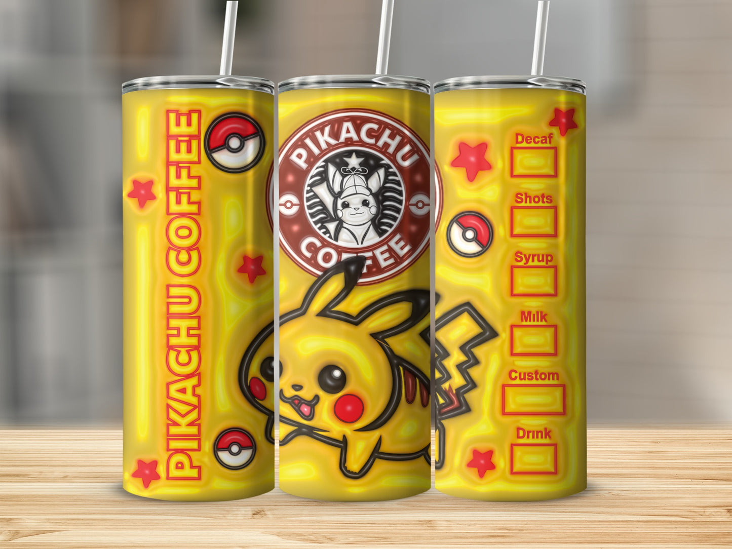 Pikachu Coffee Themed Tumbler Beverage Holder Cup
