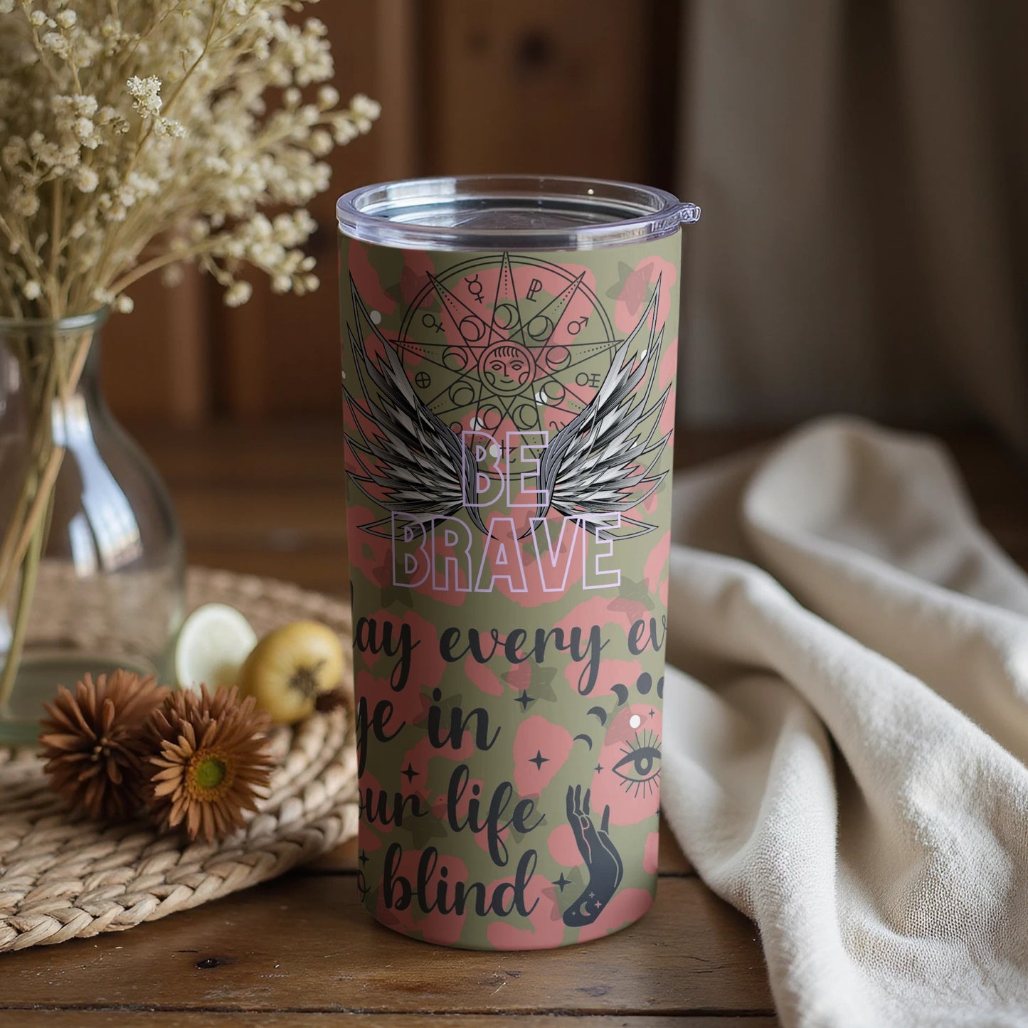 Be Brave Mandala Design Inspirational Tumbler