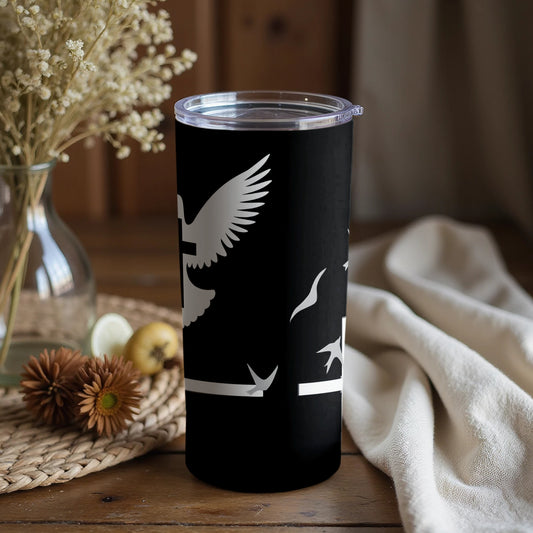 Elegant Black Tumbler with White Bird Silhouettes