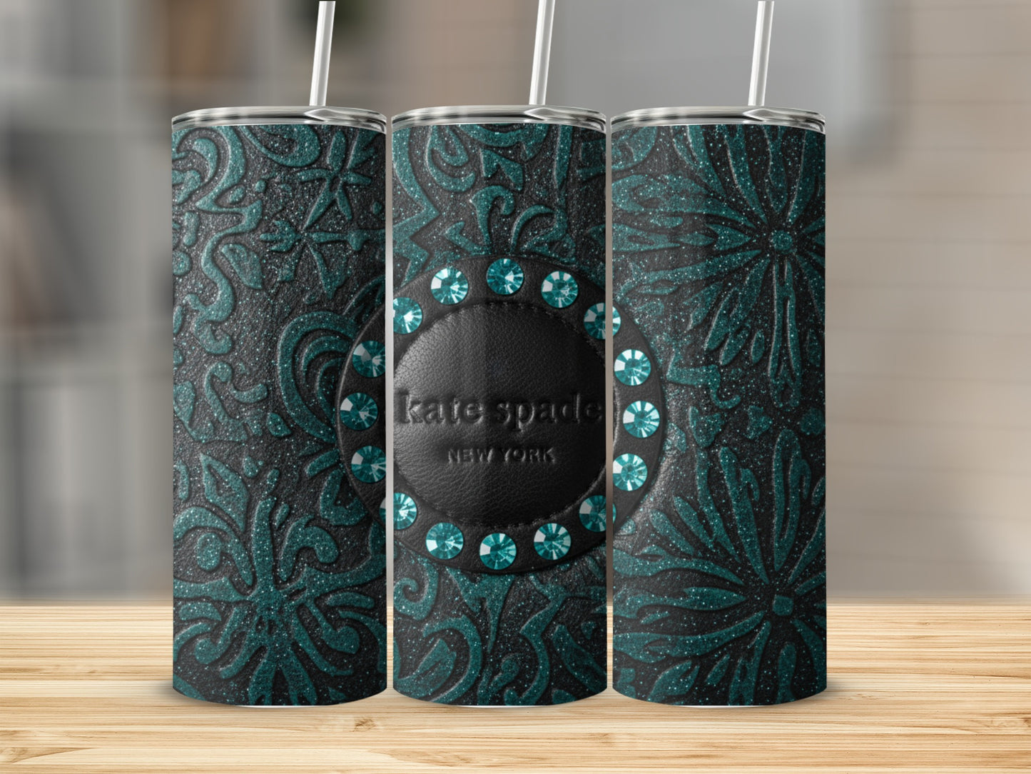 Inspired By Fabulous Kate Spade New York Teal Jewel Detail Design Tumblers