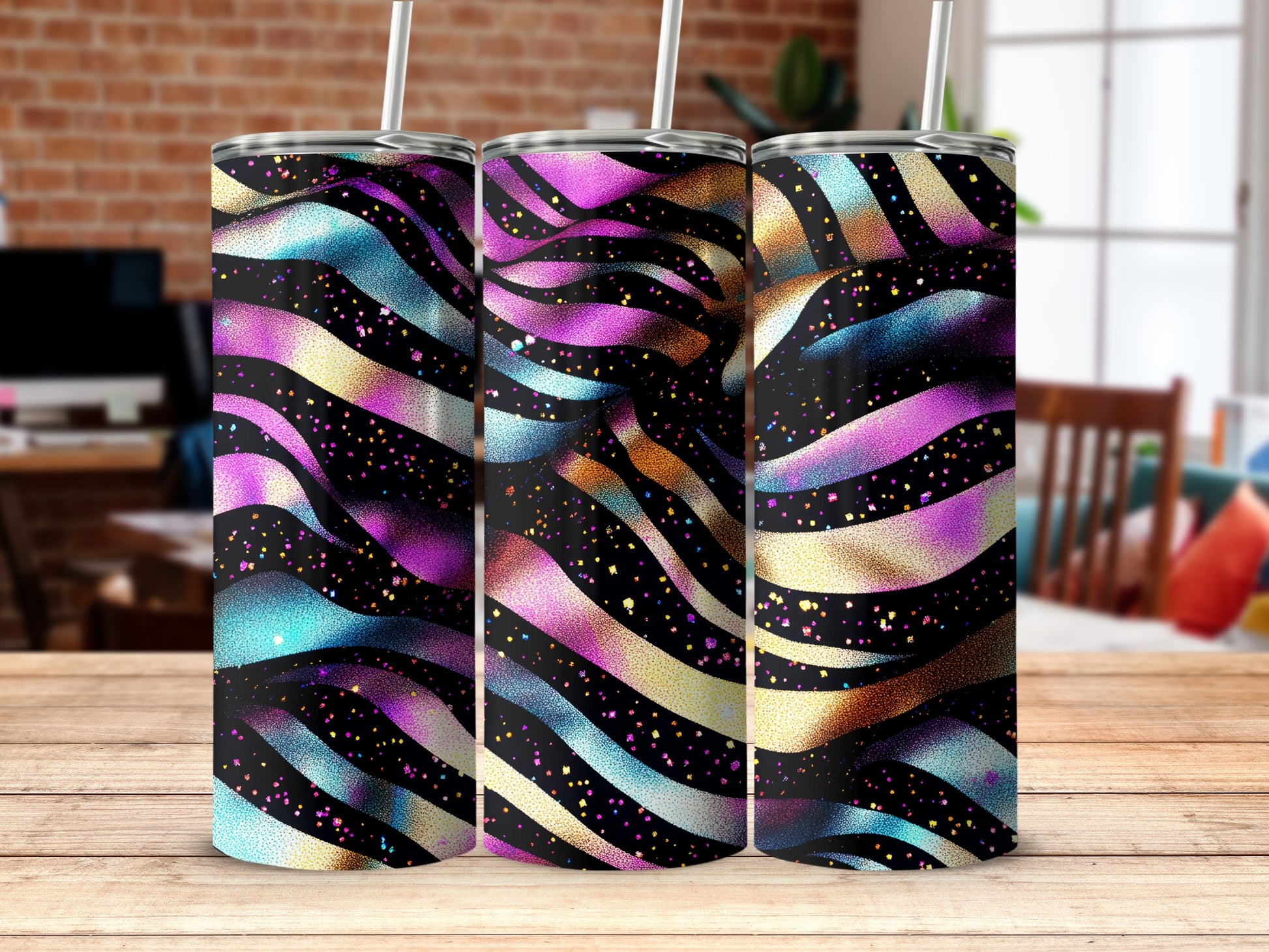 Colorful Rainbow Patterned Insulated Tumbler