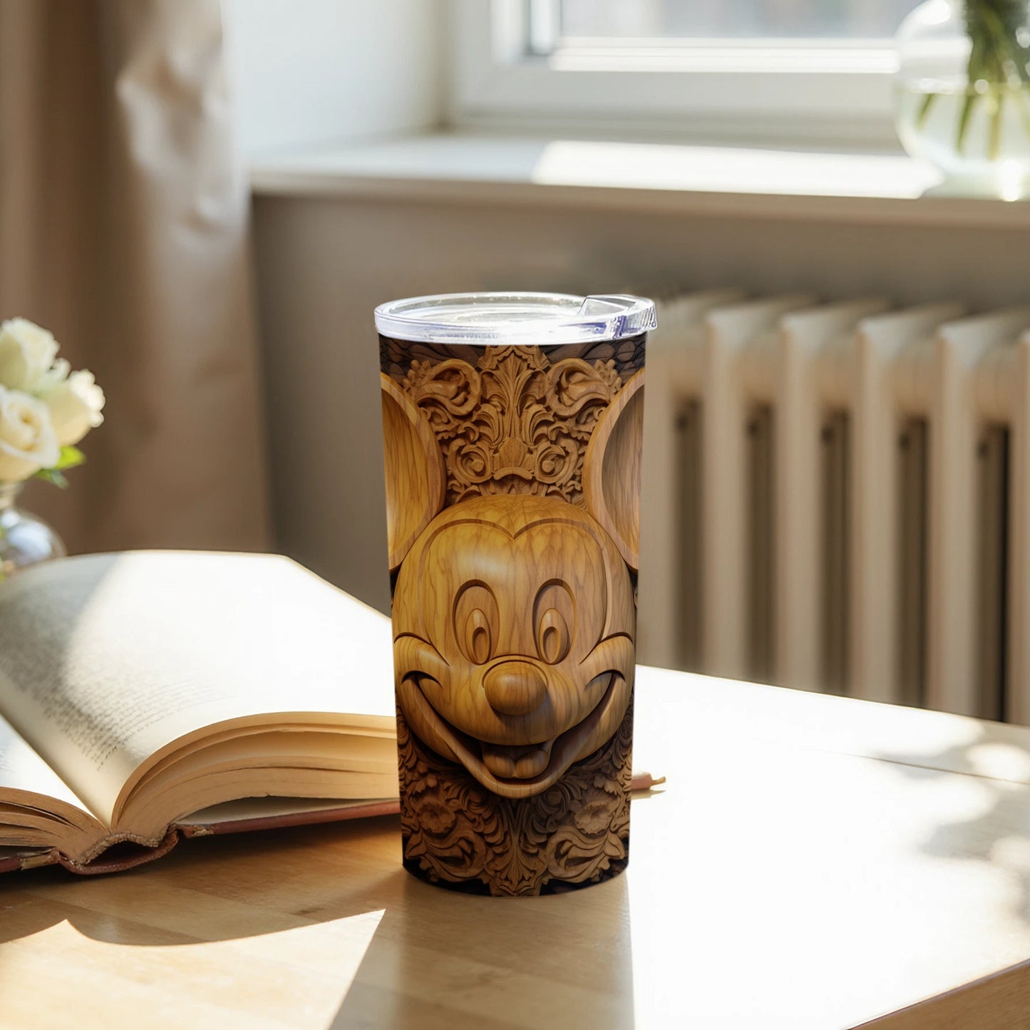 Engraved Cartoon Character Wooden Style Tumbler for Fans