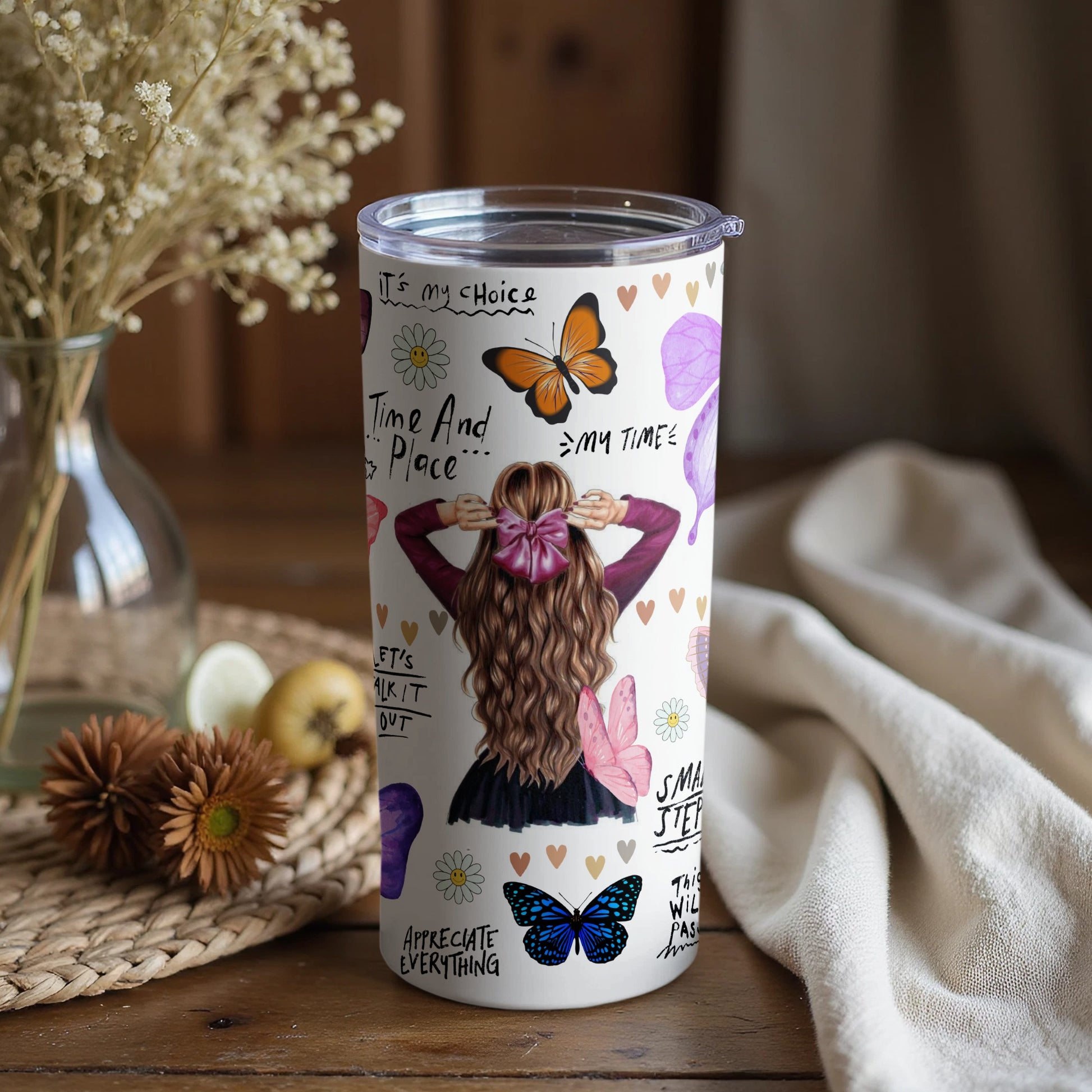 Inspirational Time And Place My Time Butterfly Tumbler