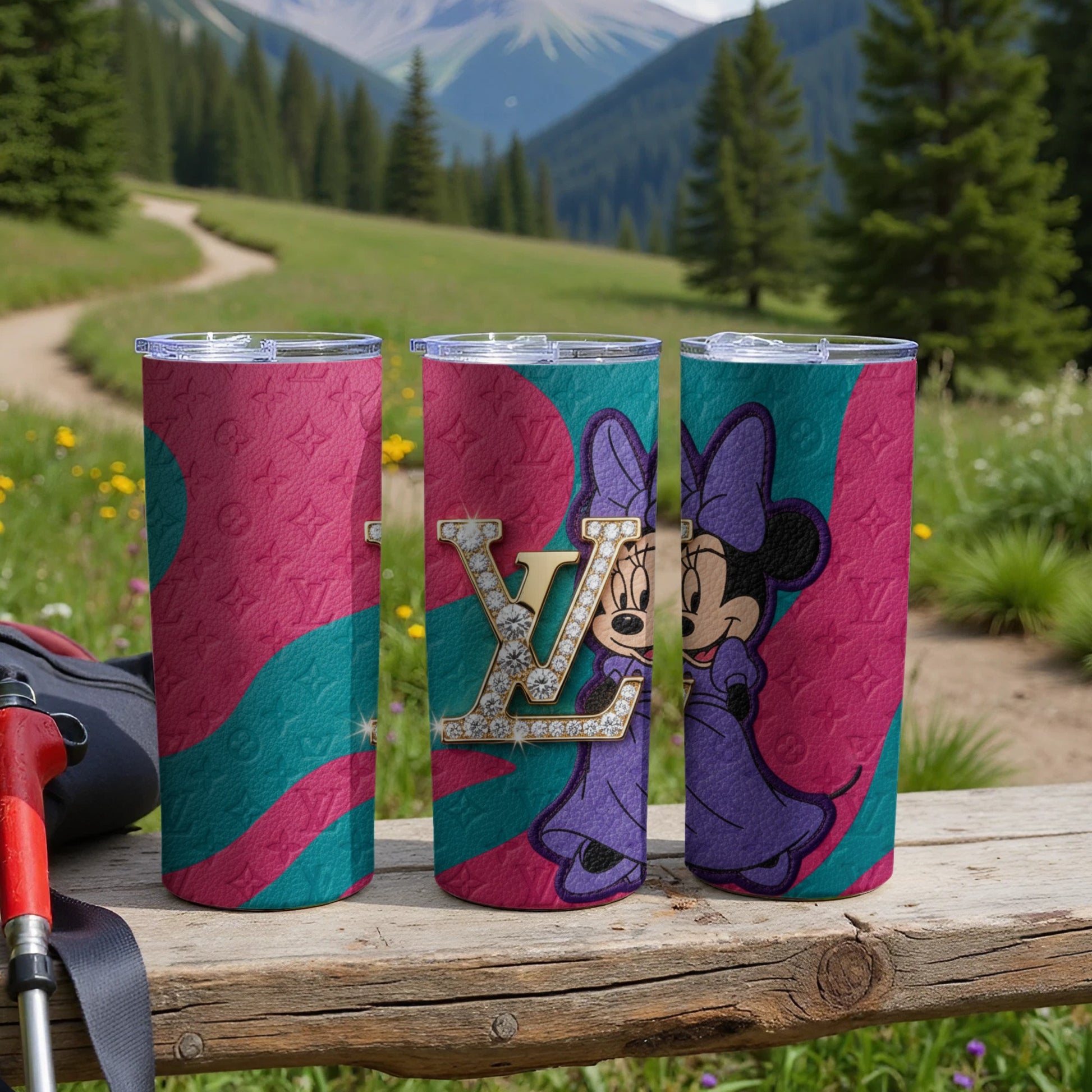 Minnie Mouse and LV Diamond Tumbler Trio Set