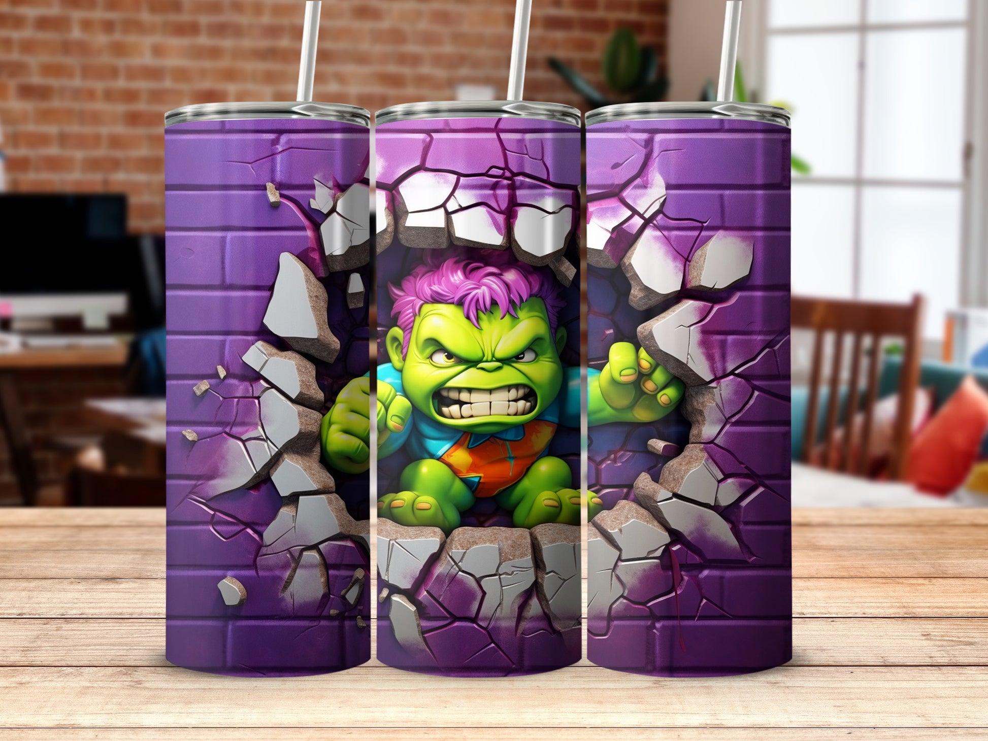 Green Monster Bursting Through a Wall Tumbler product