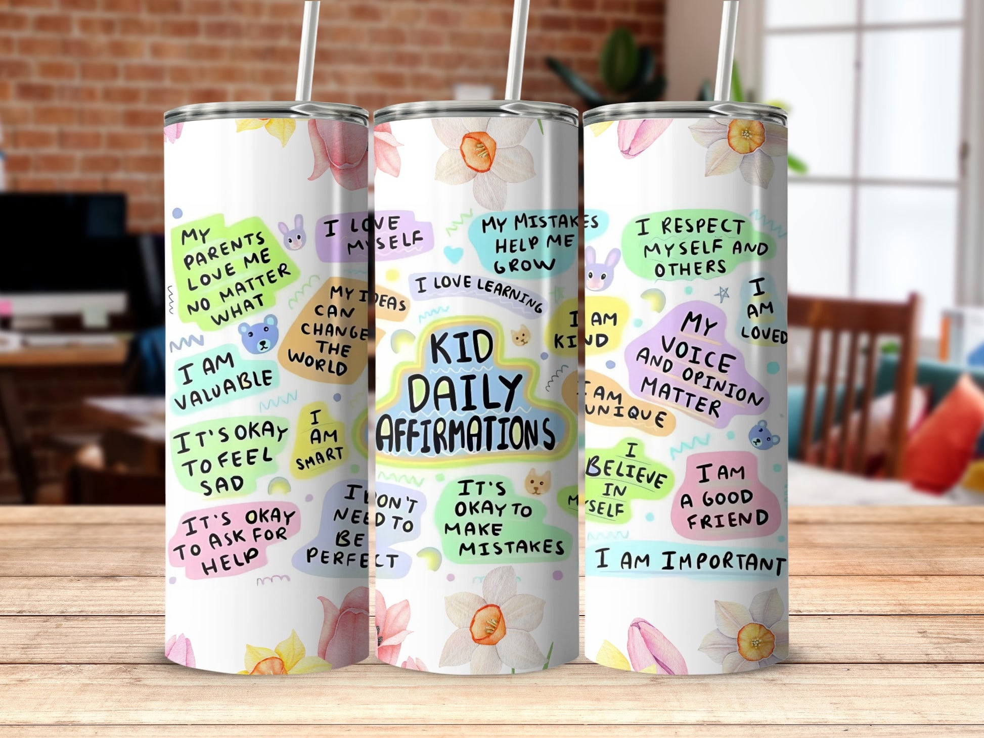 Inspirational Kid Daily Affirmations Tumbler