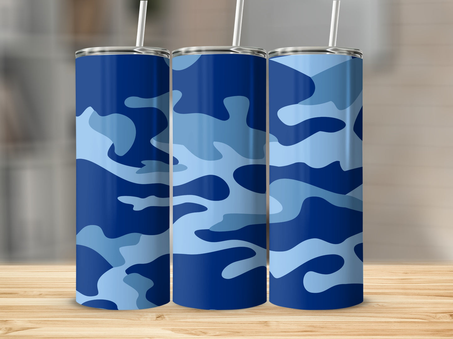 Blue Camouflage Design Vacuum Insulated Tumbler