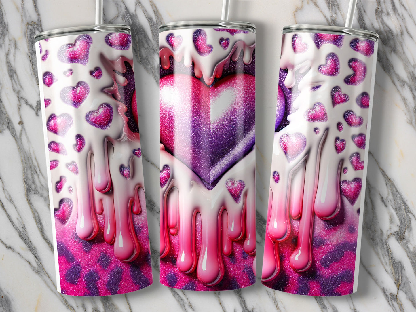 Heart Dripping With Hearts Pattern Design Valentine Tumblers