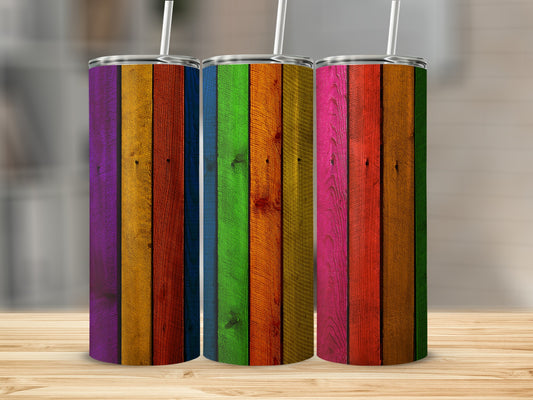 Colorful Vertical Wood Grain Pattern Slim Tumbler product type