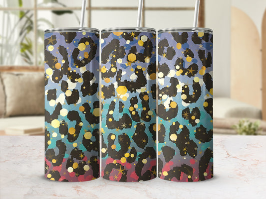 Colorful Leopard Print with Gold Accents Tumbler