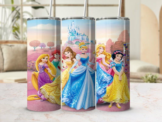 Princess-Themed Stainless Steel Tumbler with Straw