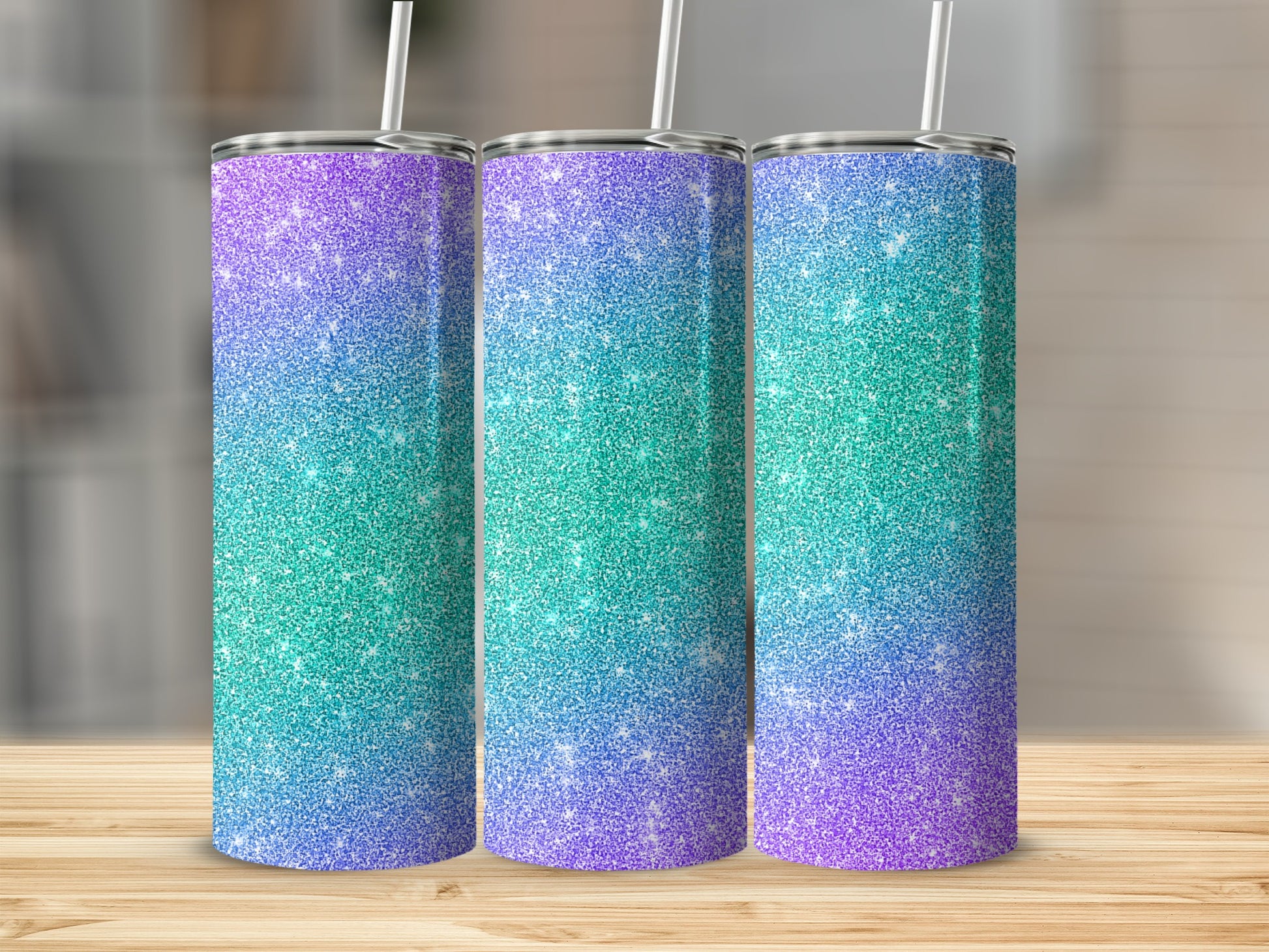 Glitter Ombre Tumbler with Straw and Lid Drinkware