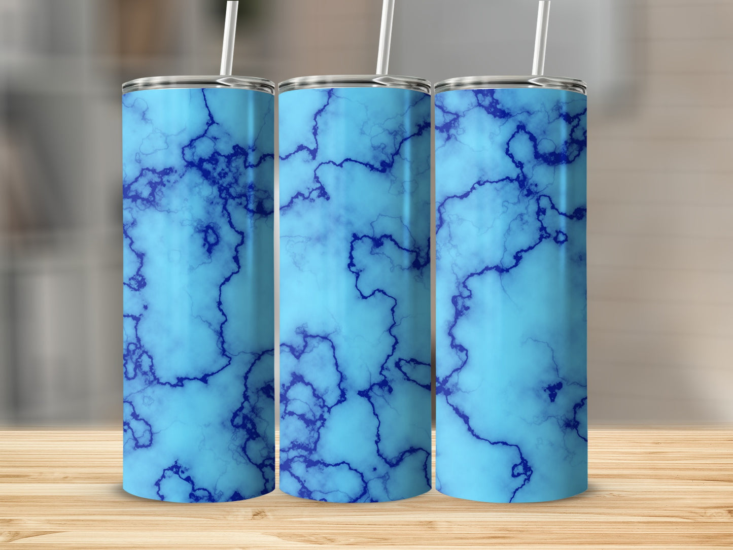 Light Sky Blue Surface With Deep Blue Veins Tumblers