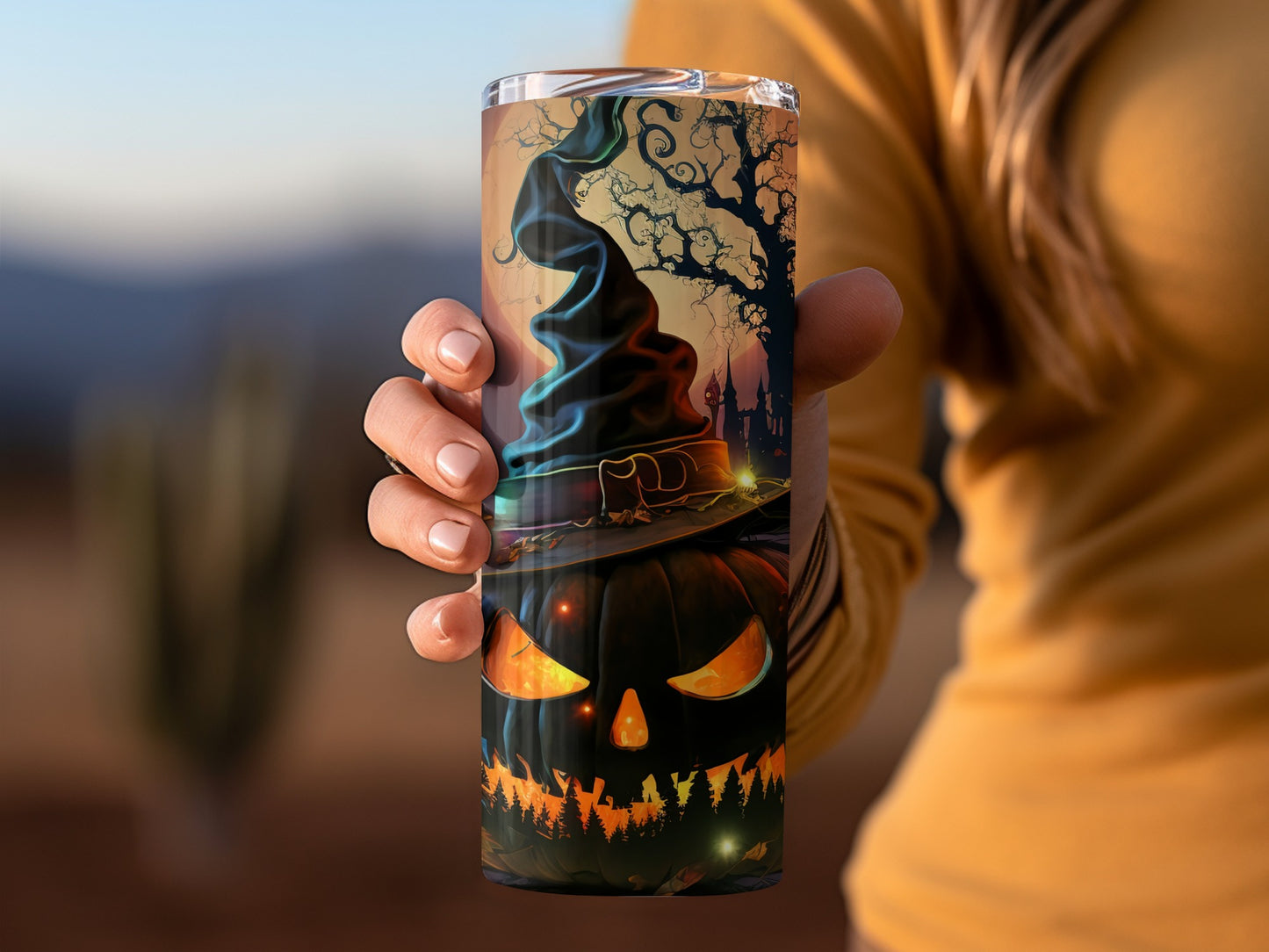 Spooky Halloween Pumpkin Witch Hat Insulated Tumbler