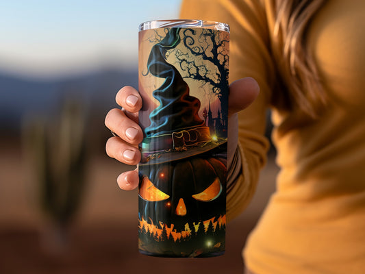 Spooky Halloween Pumpkin Witch Hat Insulated Tumbler