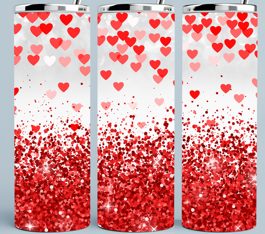 Red Heart and Glitter tumbler