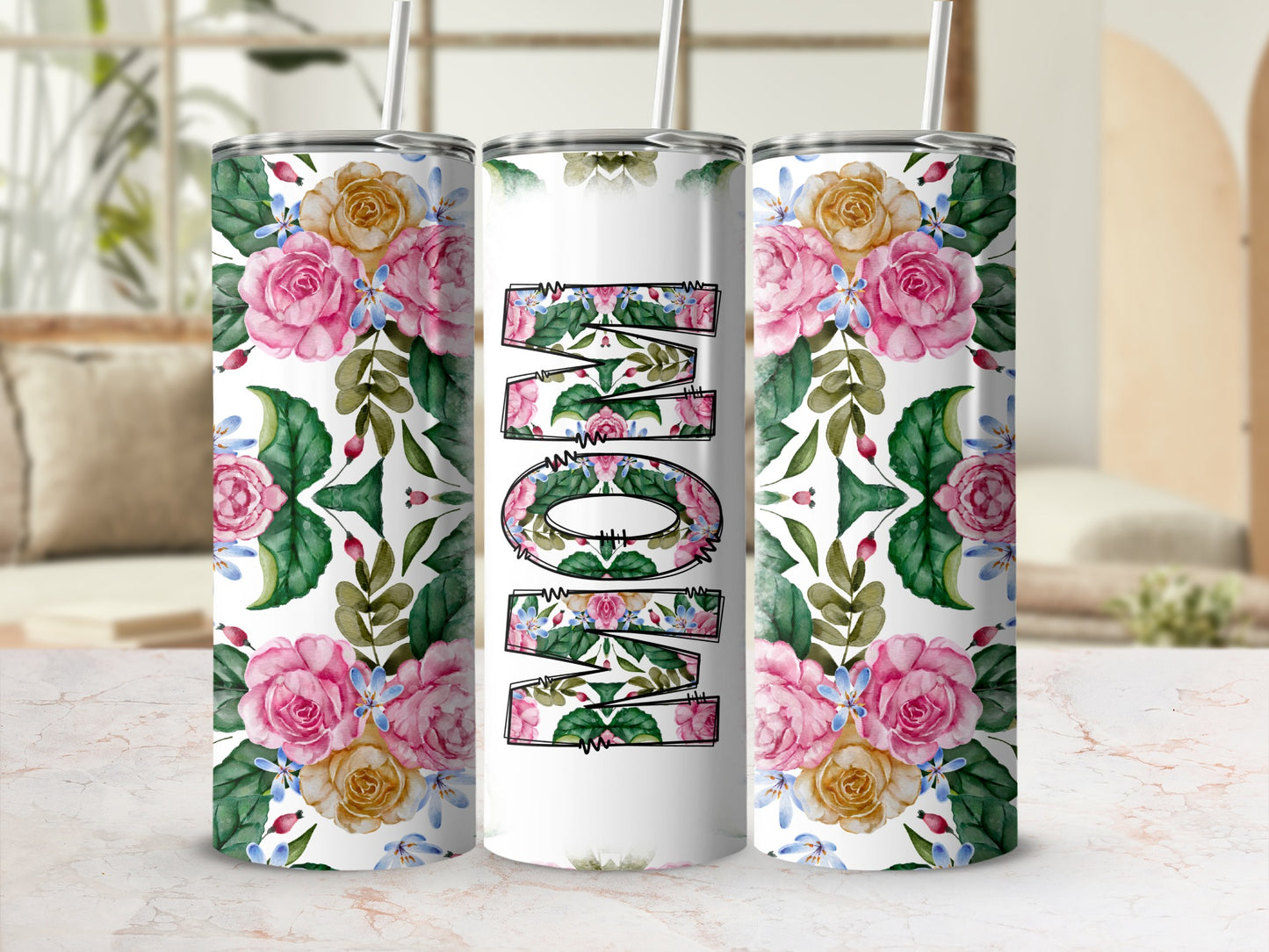 Beautiful Floral MOM Roses Pattern Tumbler Gift product type
