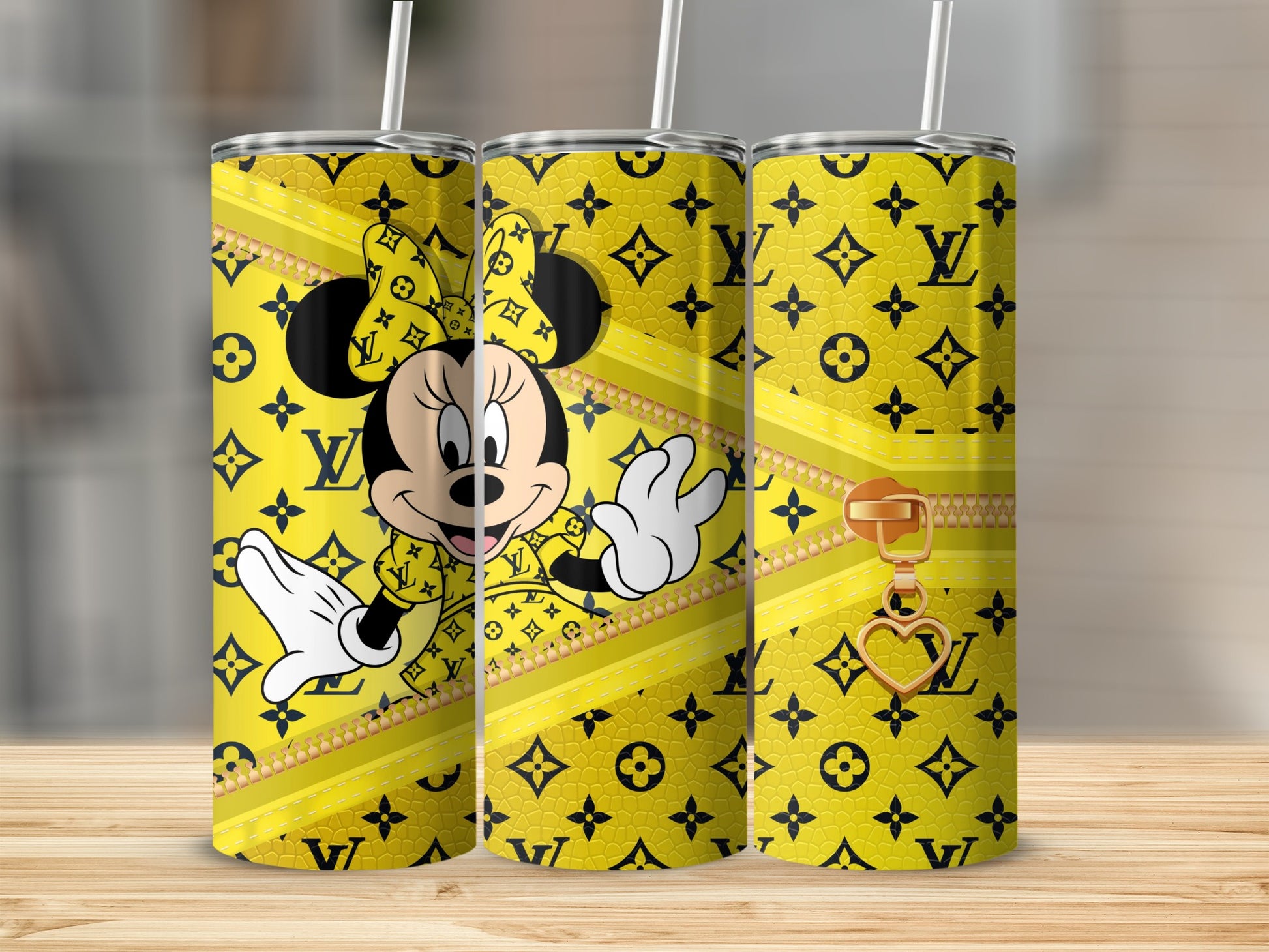 Cute Yellow Cartoon Mouse Themed Insulated Tumbler