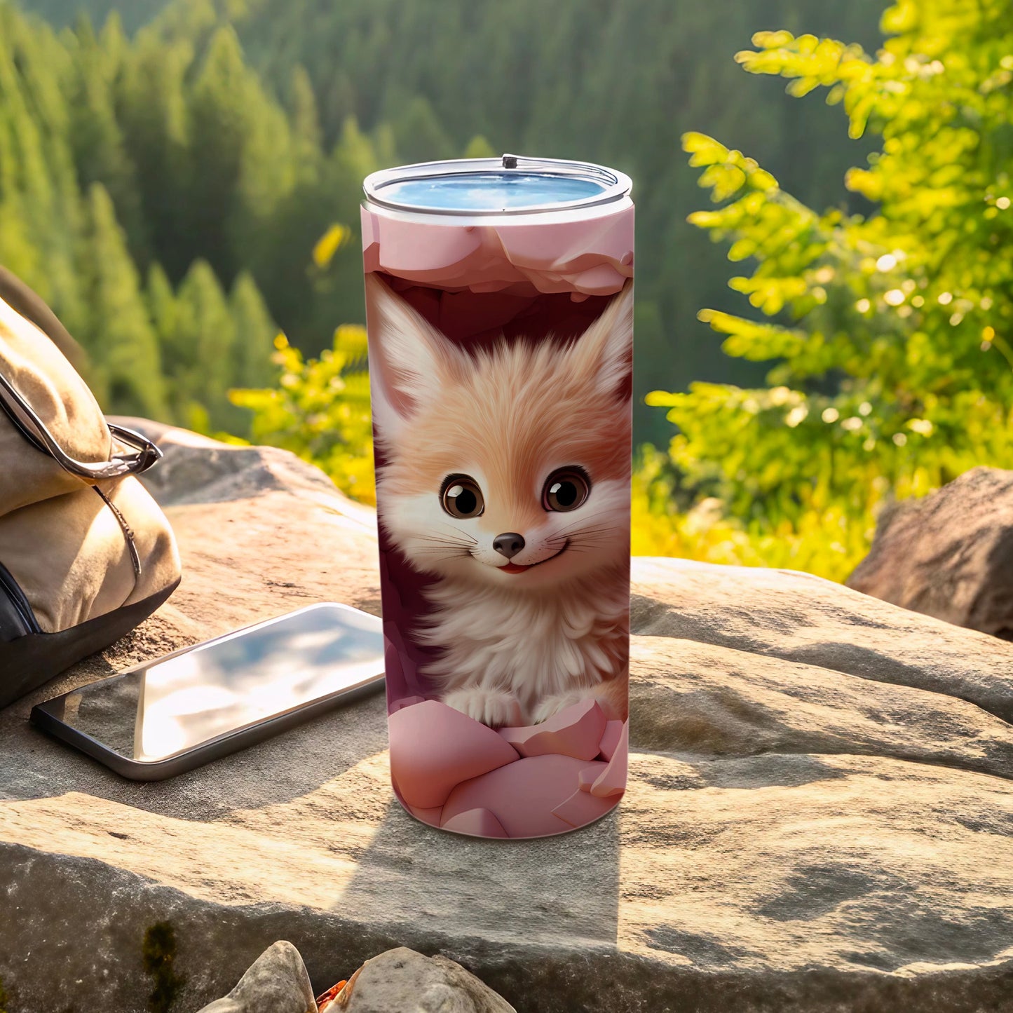 Cute Fluffy Fox Tumbler for Outdoor Adventures