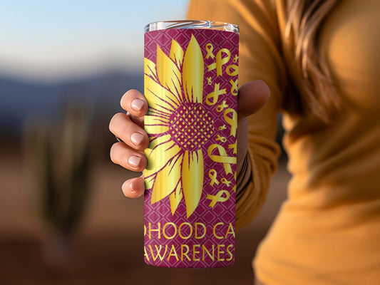 Sunflower Childhood Cancer Awareness Tumbler