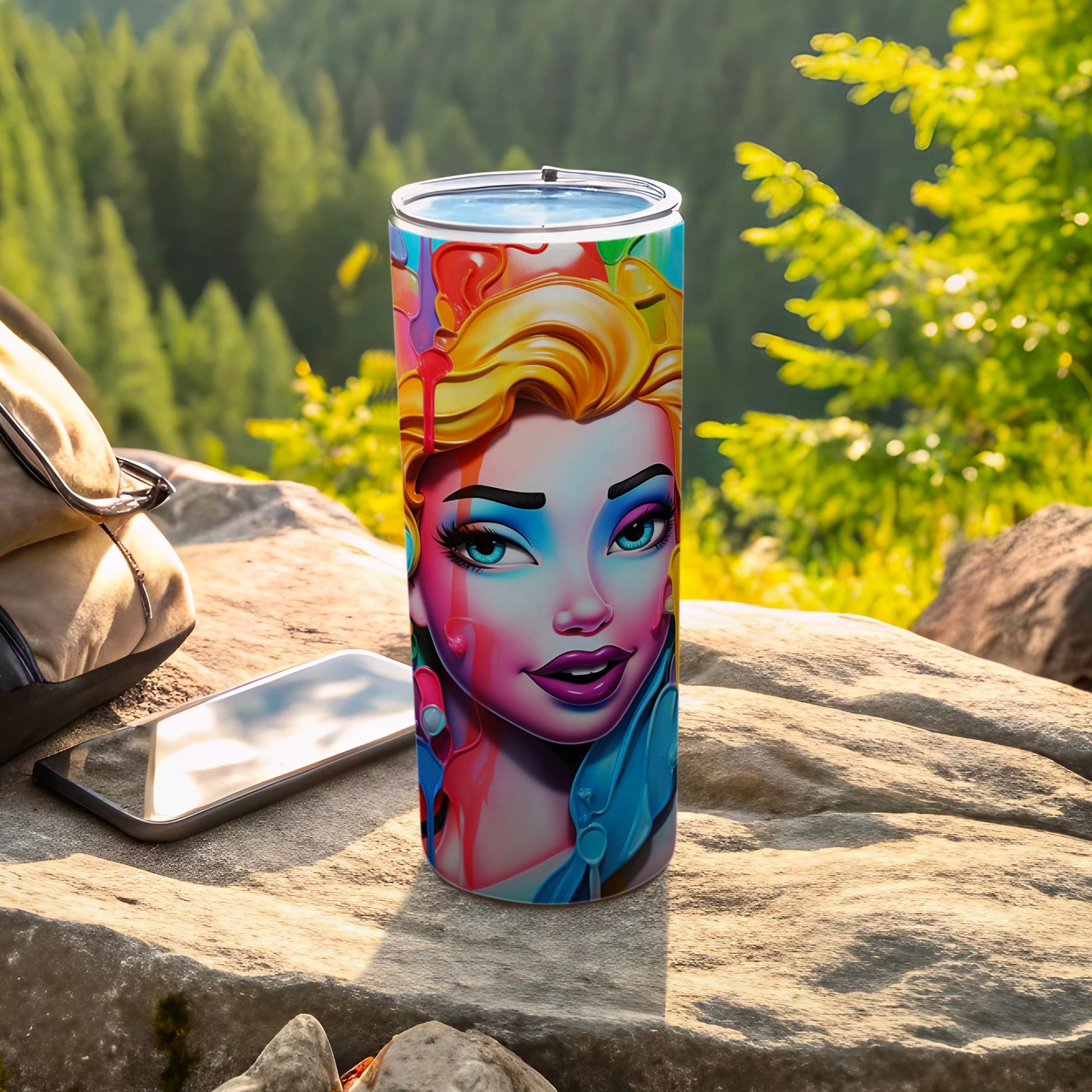 Vibrant Art-Inspired Travel Tumbler with Colorful Design