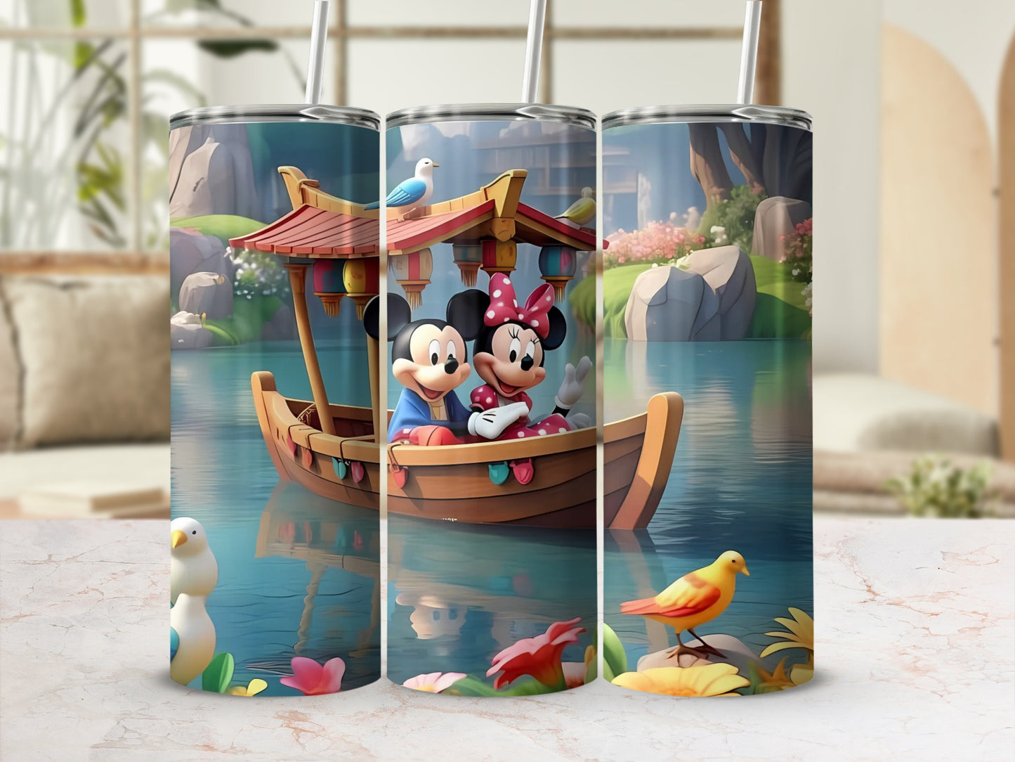 Cute Cartoon Character Boat Ride Tumbler Design
