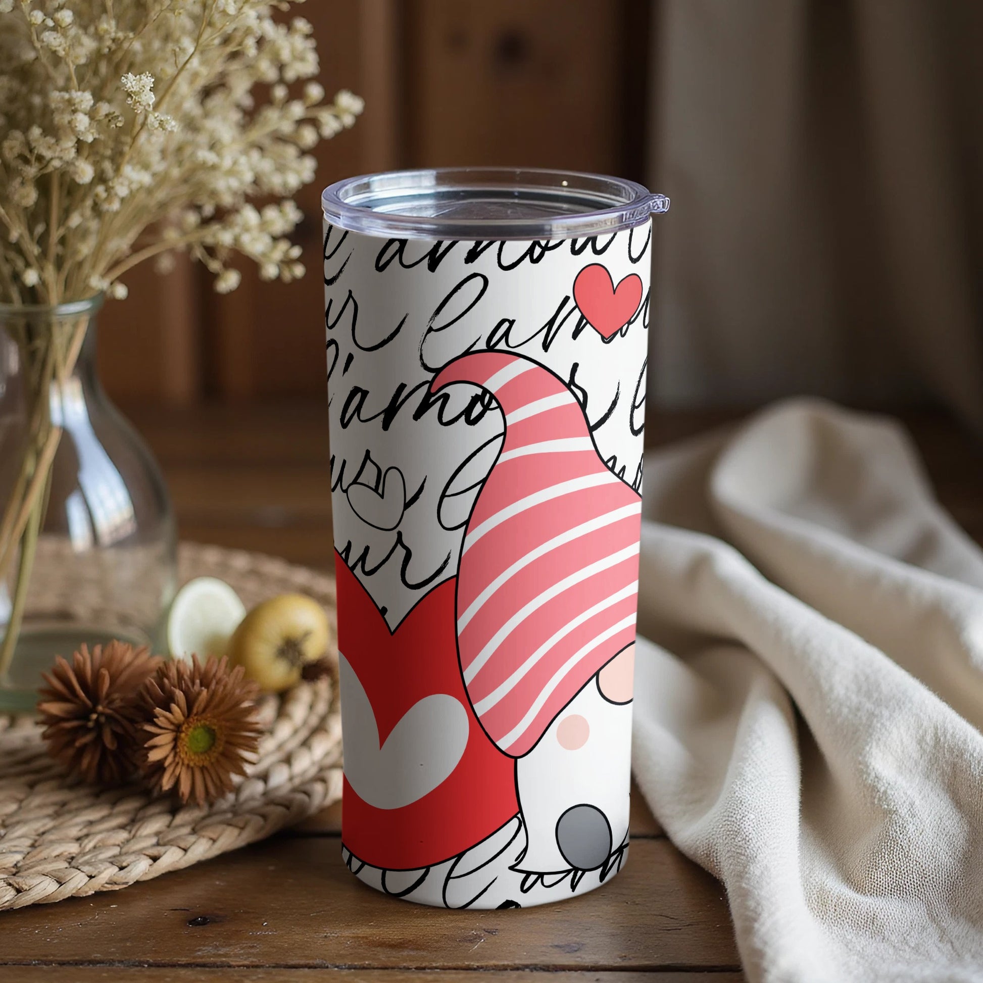 Adorable Gnome and Heart Accent Design Tumbler