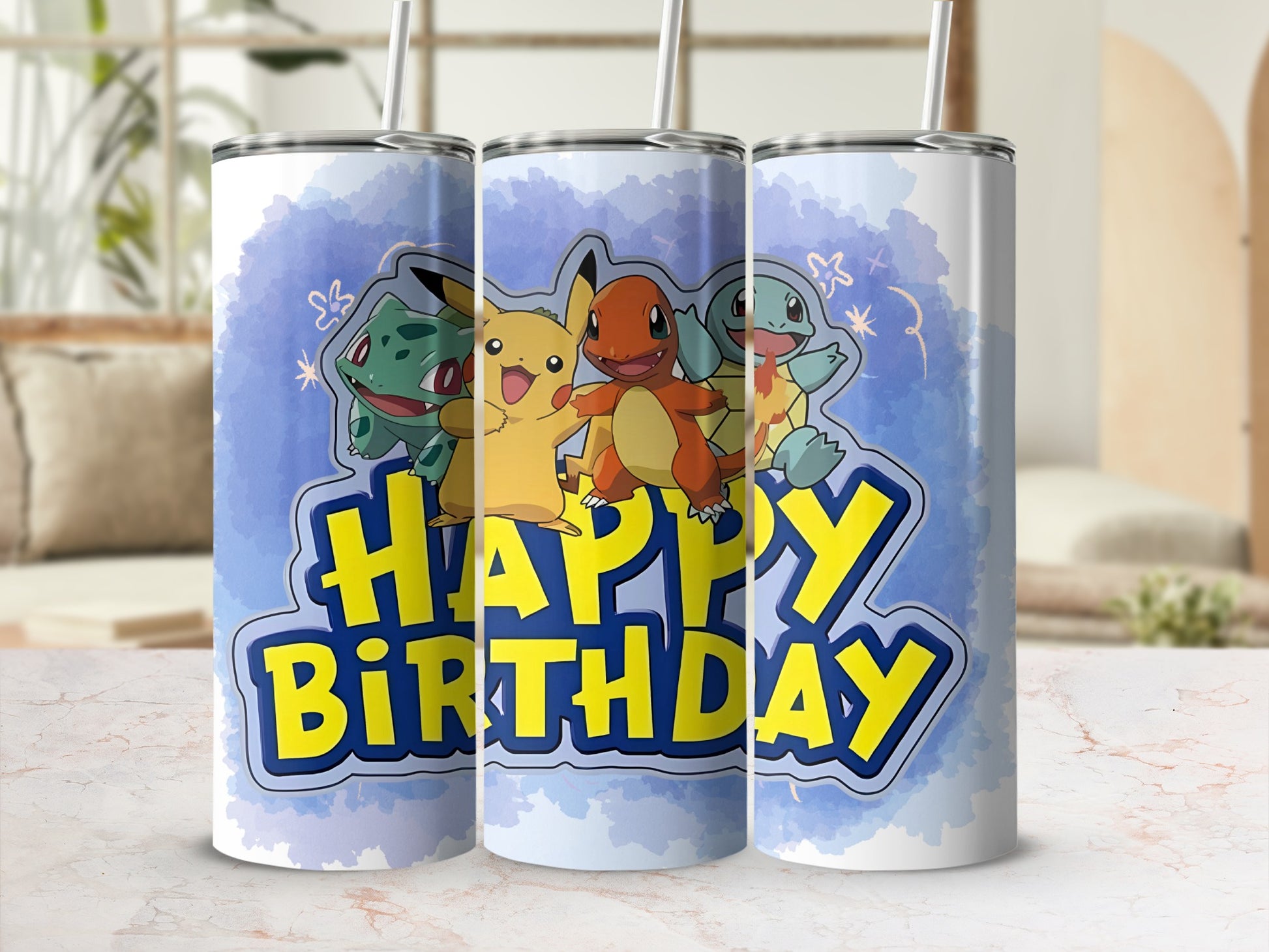 Cute Happy Birthday Drinkware for Pokémon Fans