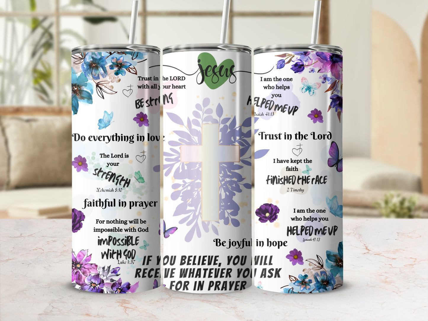 Inspirational Christian Quotes Design Insulated Tumbler