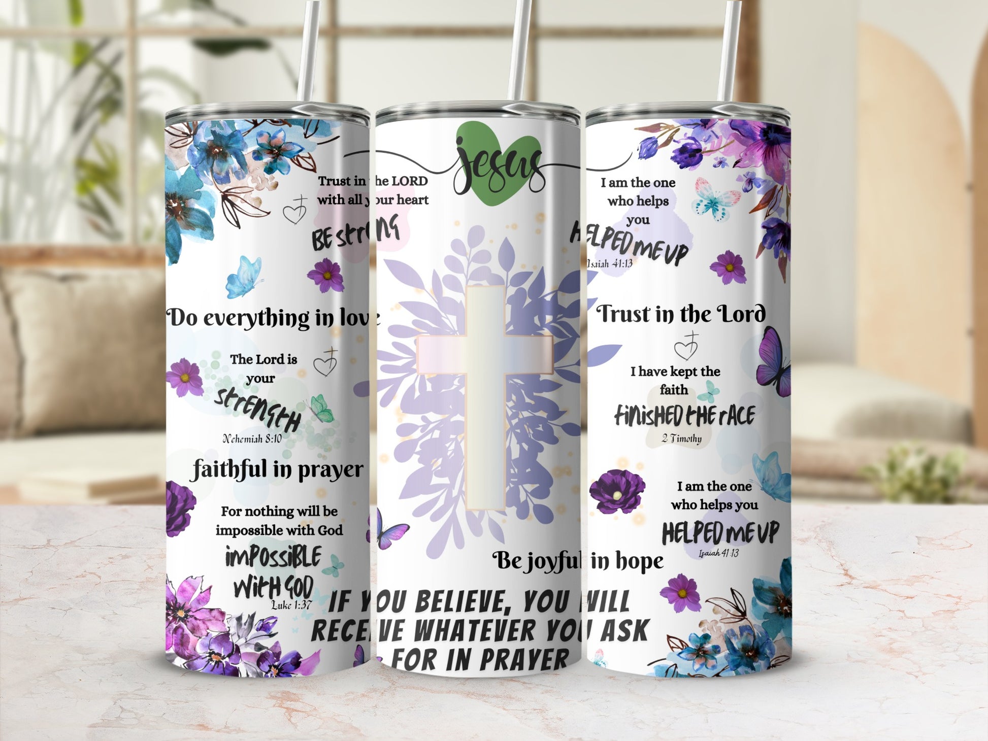 Inspirational Christian Quotes Design Insulated Tumbler