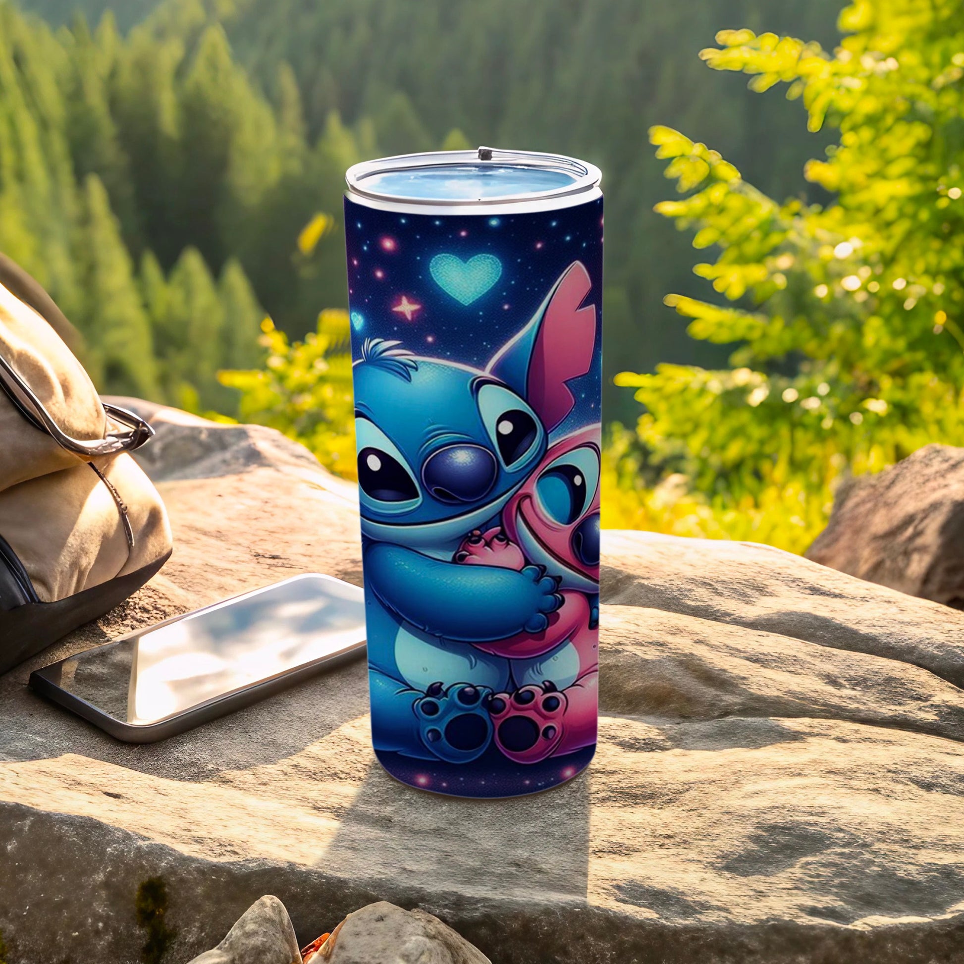Adorable Cartoon Alien Hugging Travel Tumbler