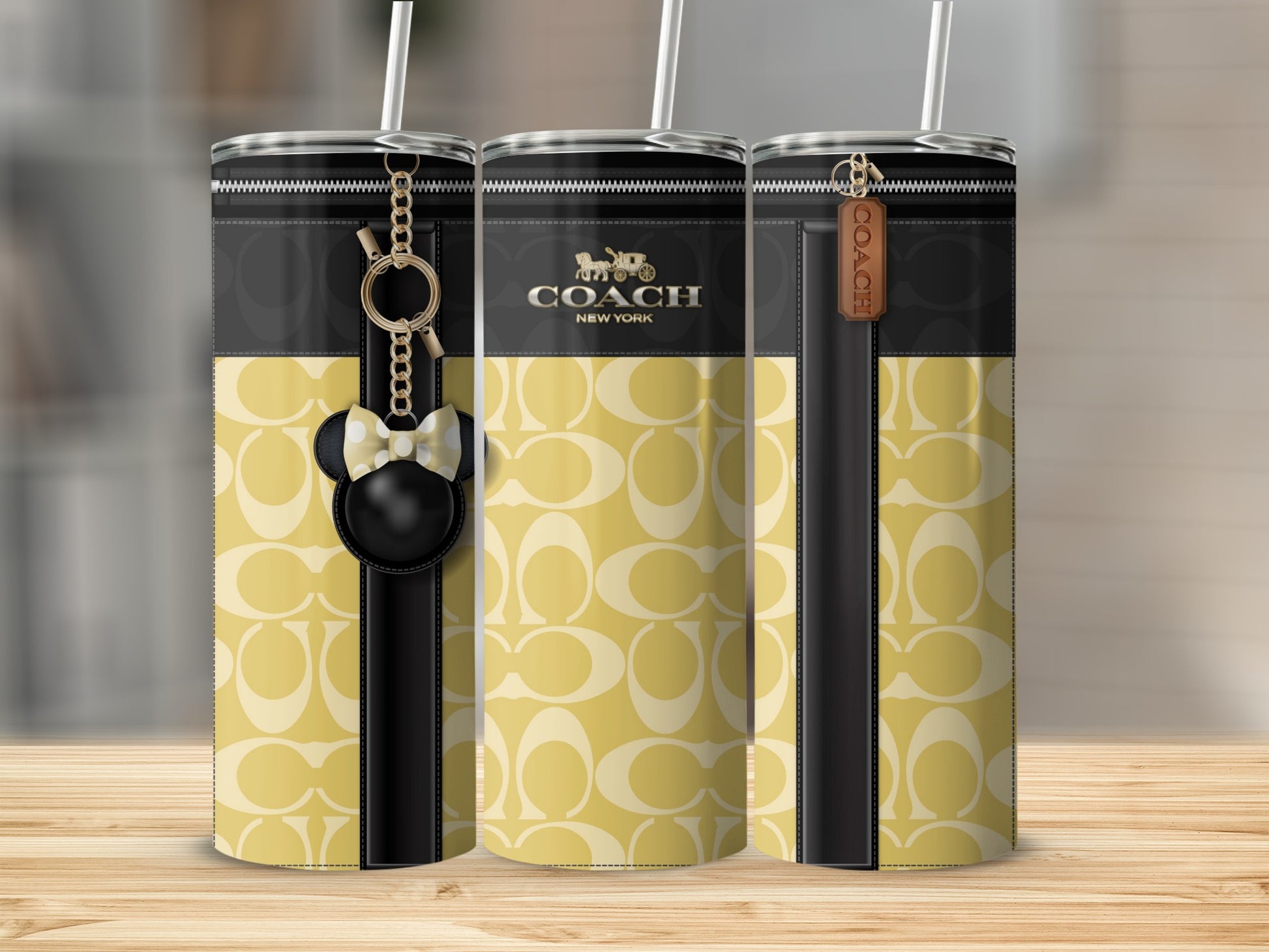 Stylish Yellow Coach New York Design Tumbler Cup