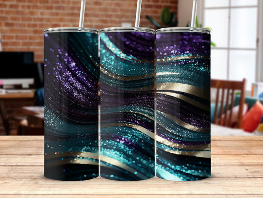Sparkle Teal Purple Gold Abstract Shimmer Wavy product type