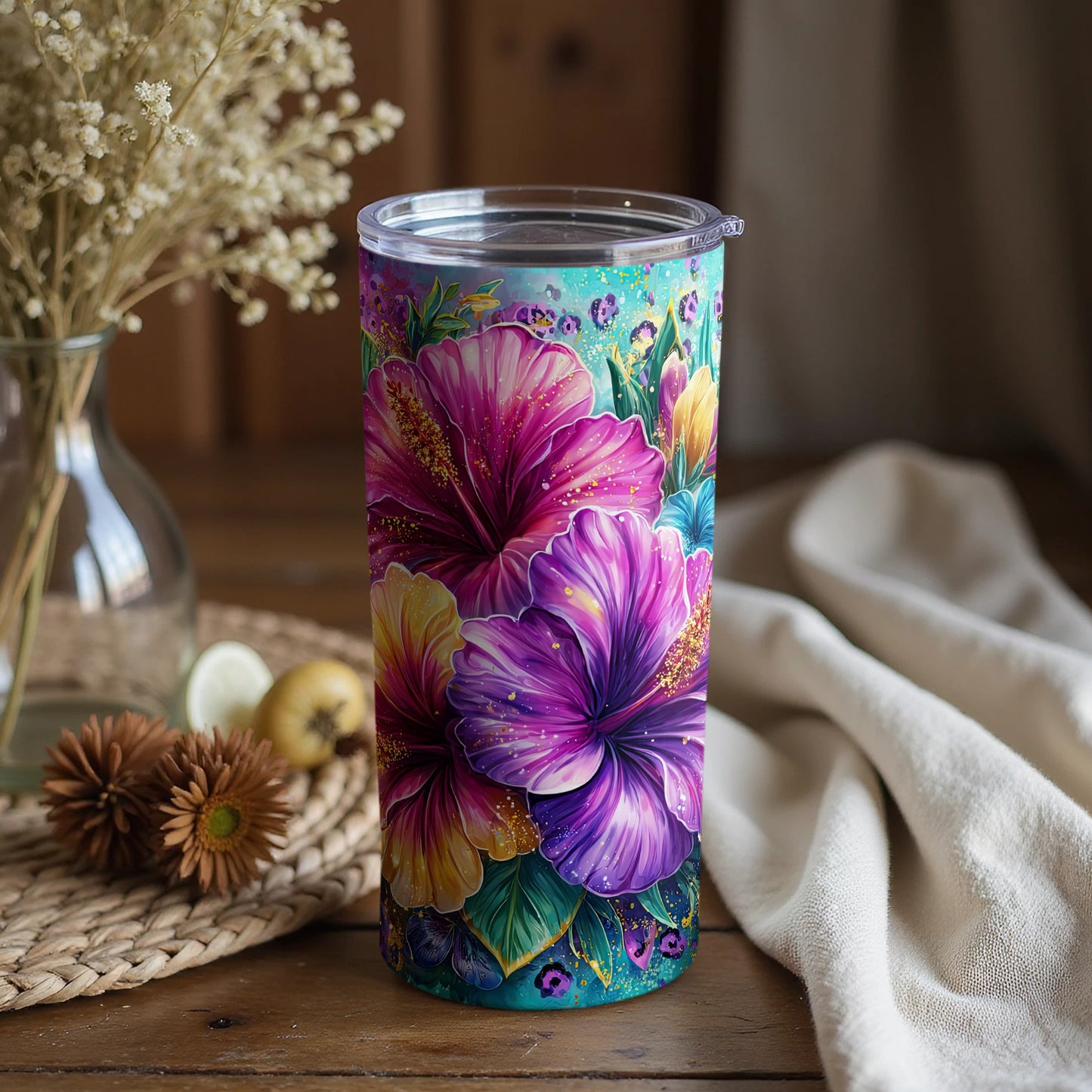 Floral Design Insulated Tumbler for Beverages