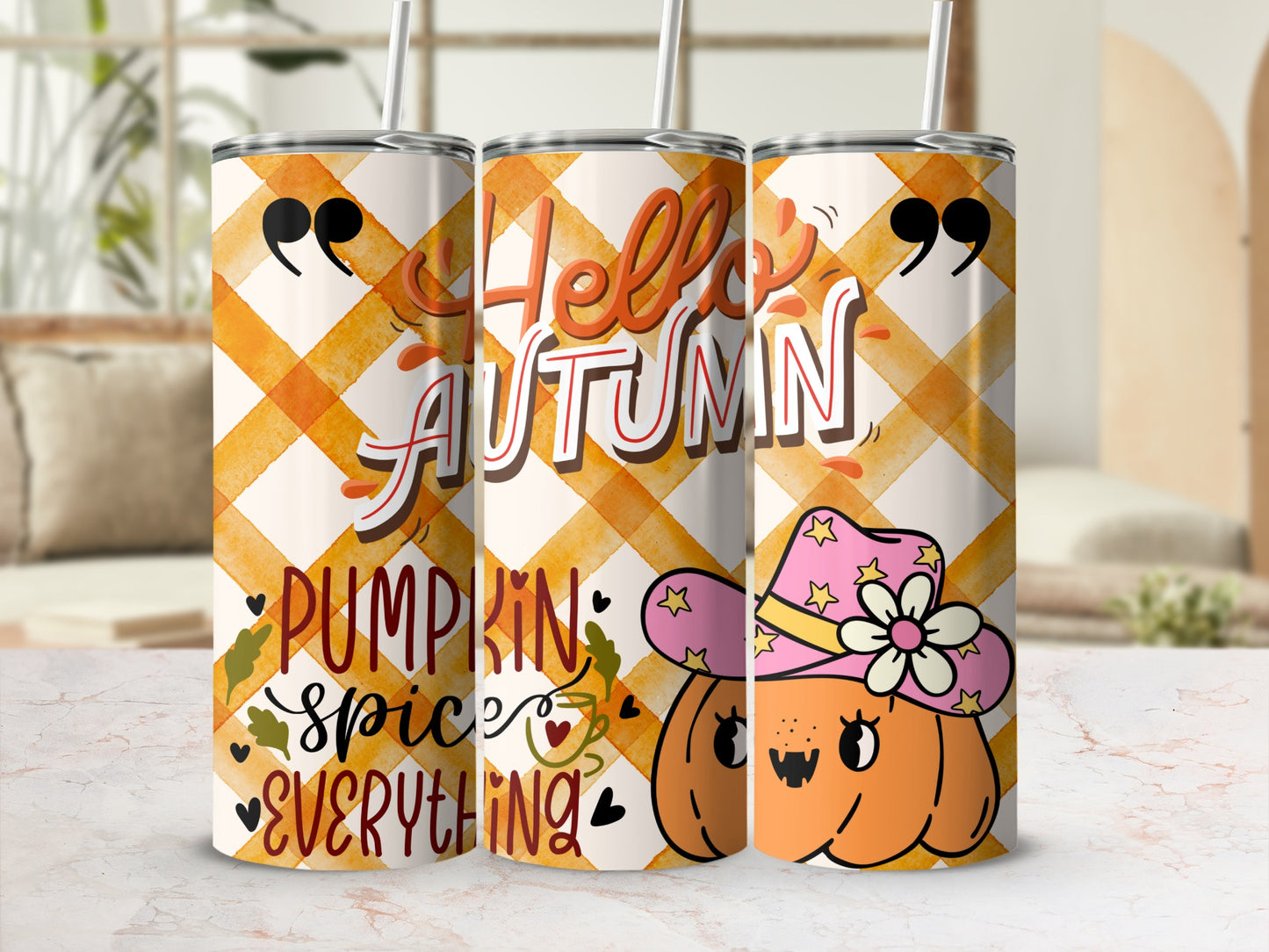 Hello Autumn Pumpkin Spice Everything Tumbler Cup