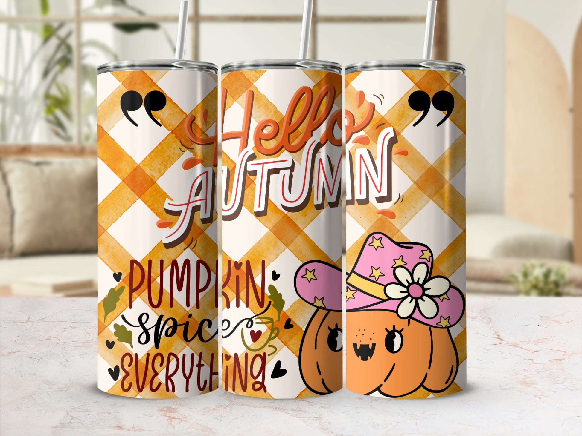 Hello Autumn Pumpkin Spice Everything Tumbler Cup