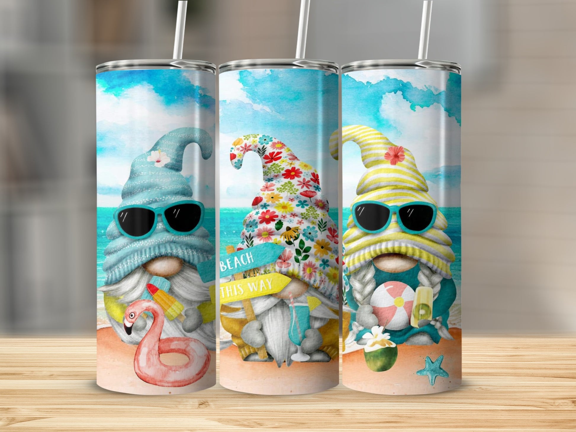 Playful Beach Gnome Vibes Stainless Steel Tumbler