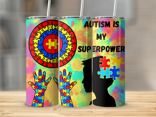 Autism Is My Superpower Colorful Tumbler